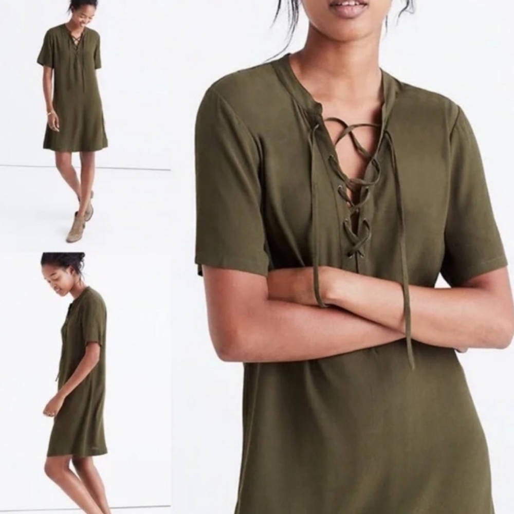 Women's M V Neck Tied A-Line Dress